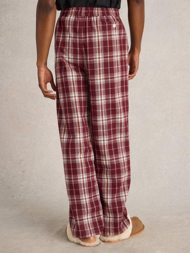 Moorland Flannel PJ Trousers in PLUM MLT - MODEL BACK