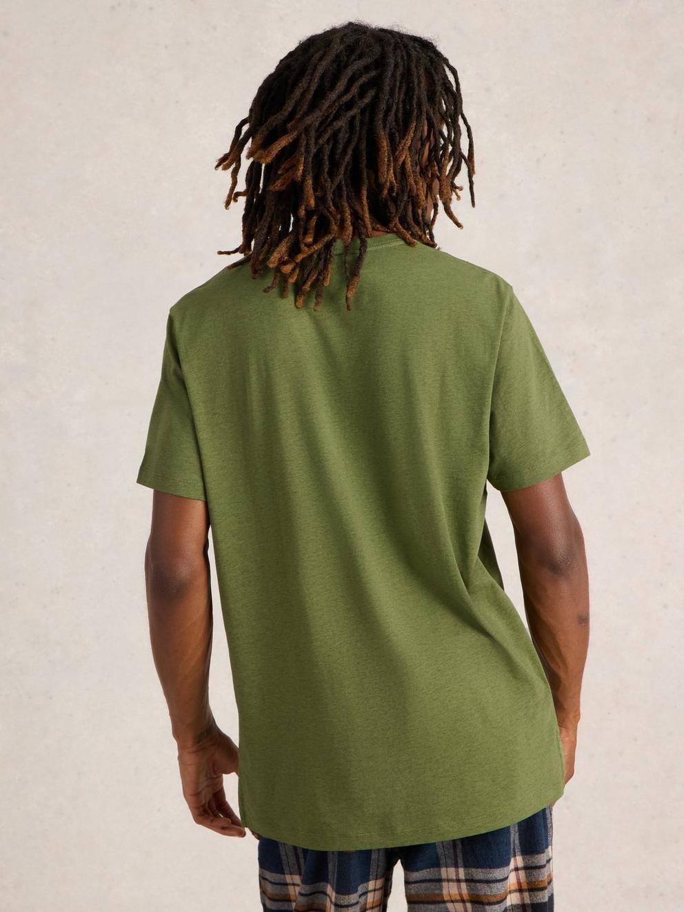 Racing Home Graphic Tee in GREEN PR - MODEL BACK