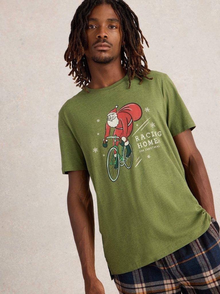 Racing Home Graphic Tee in GREEN PR - MODEL DETAIL