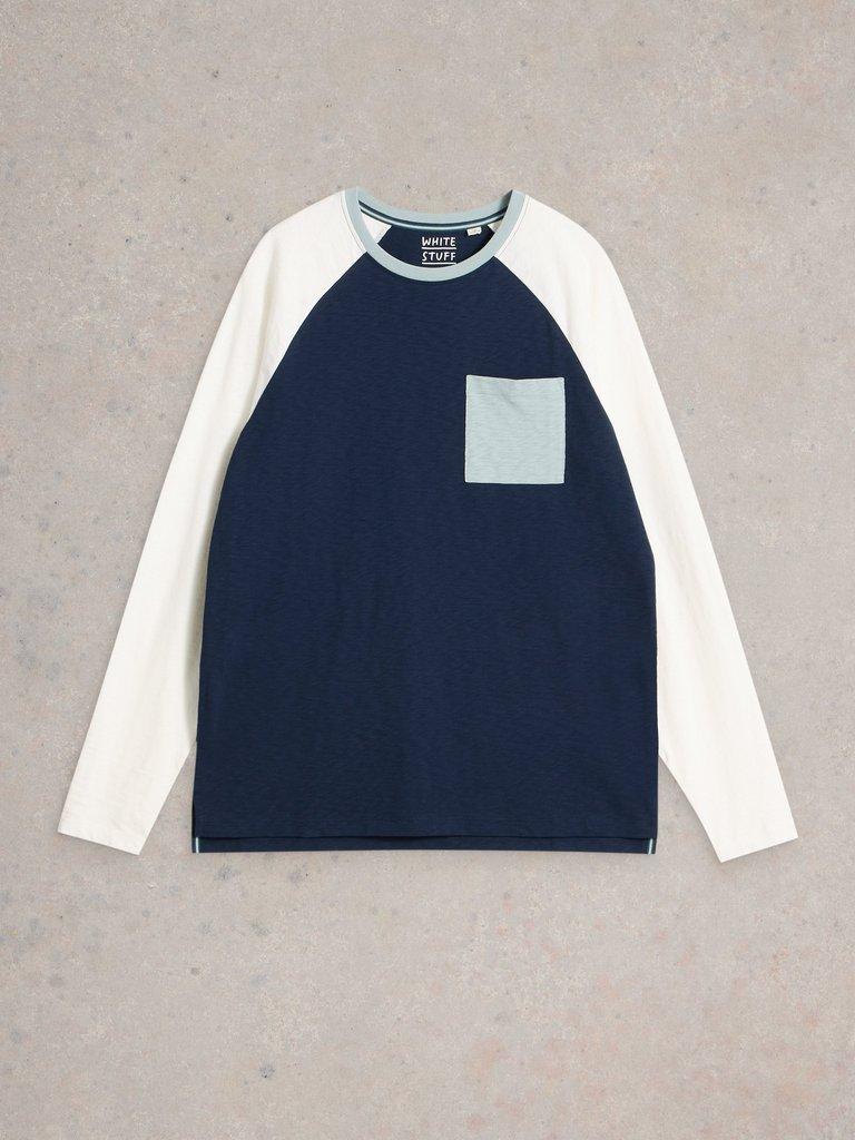 Robbie Raglan Top in NAVY MULTI - FLAT FRONT