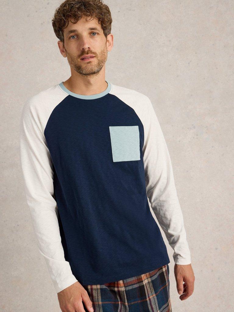 Robbie Raglan Top in NAVY MULTI - LIFESTYLE