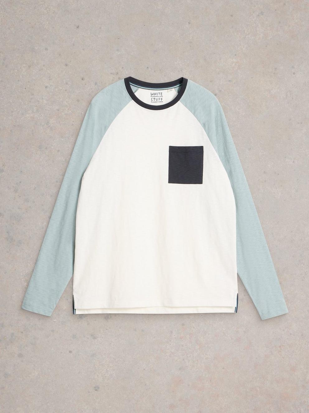 Robbie Raglan Top in WHITE MLT - FLAT FRONT