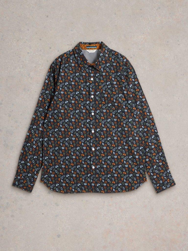 Clock Printed Shirt in NAVY PR - FLAT FRONT