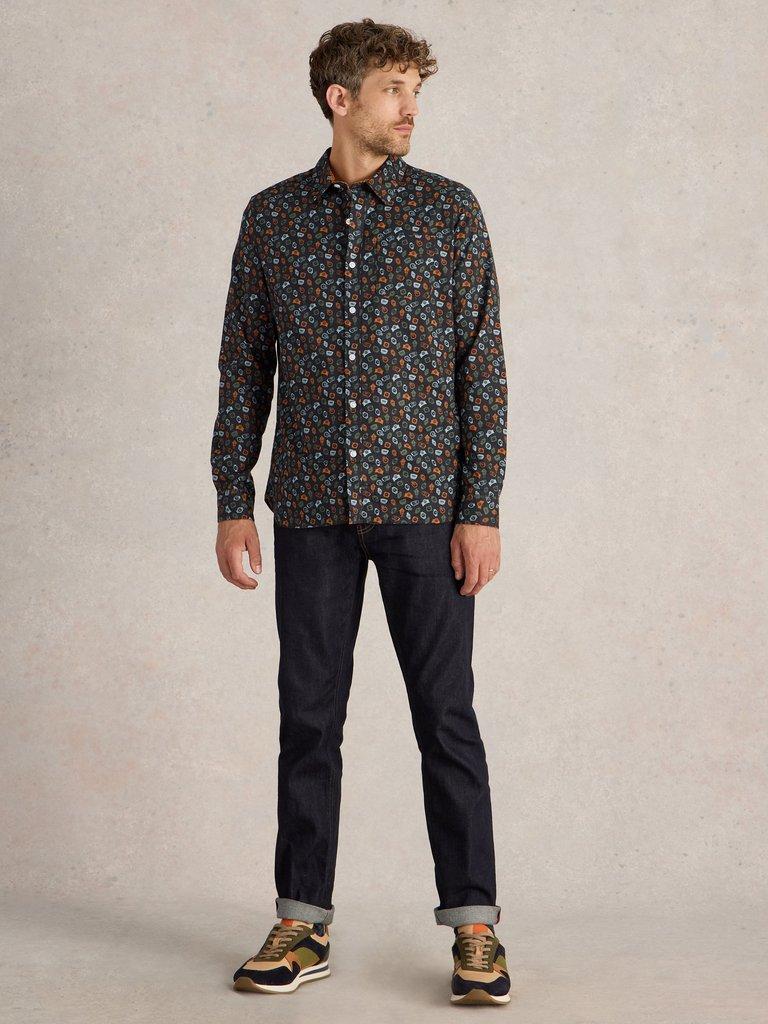 Clock Printed Shirt in NAVY PR - MODEL FRONT