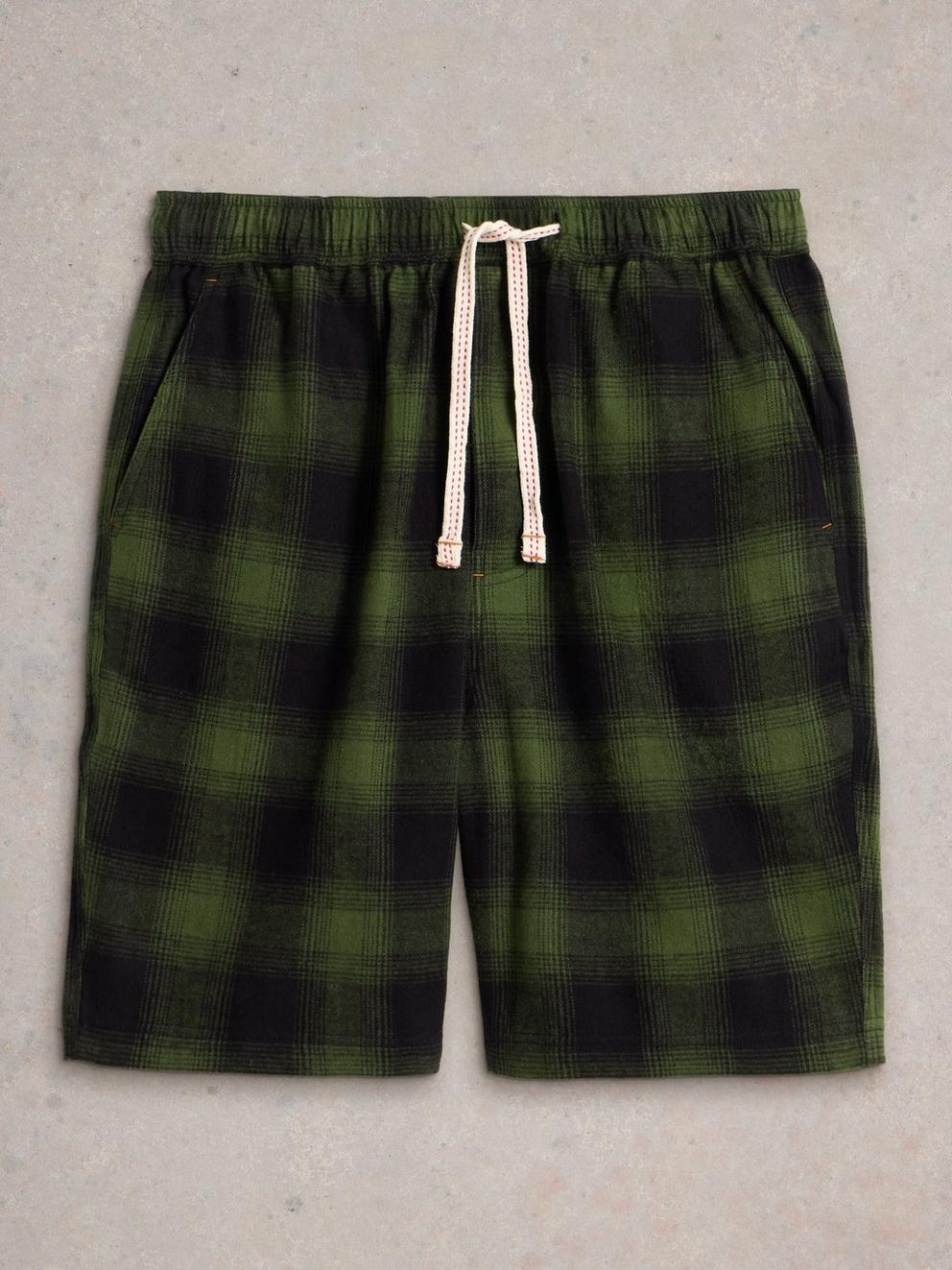 Moorland Flannel PJ Short in GREEN MLT - FLAT FRONT