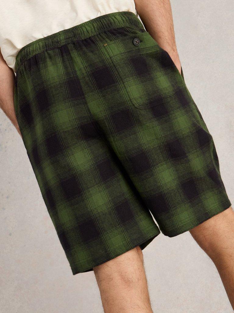 Moorland Flannel PJ Short in GREEN MLT - MODEL BACK