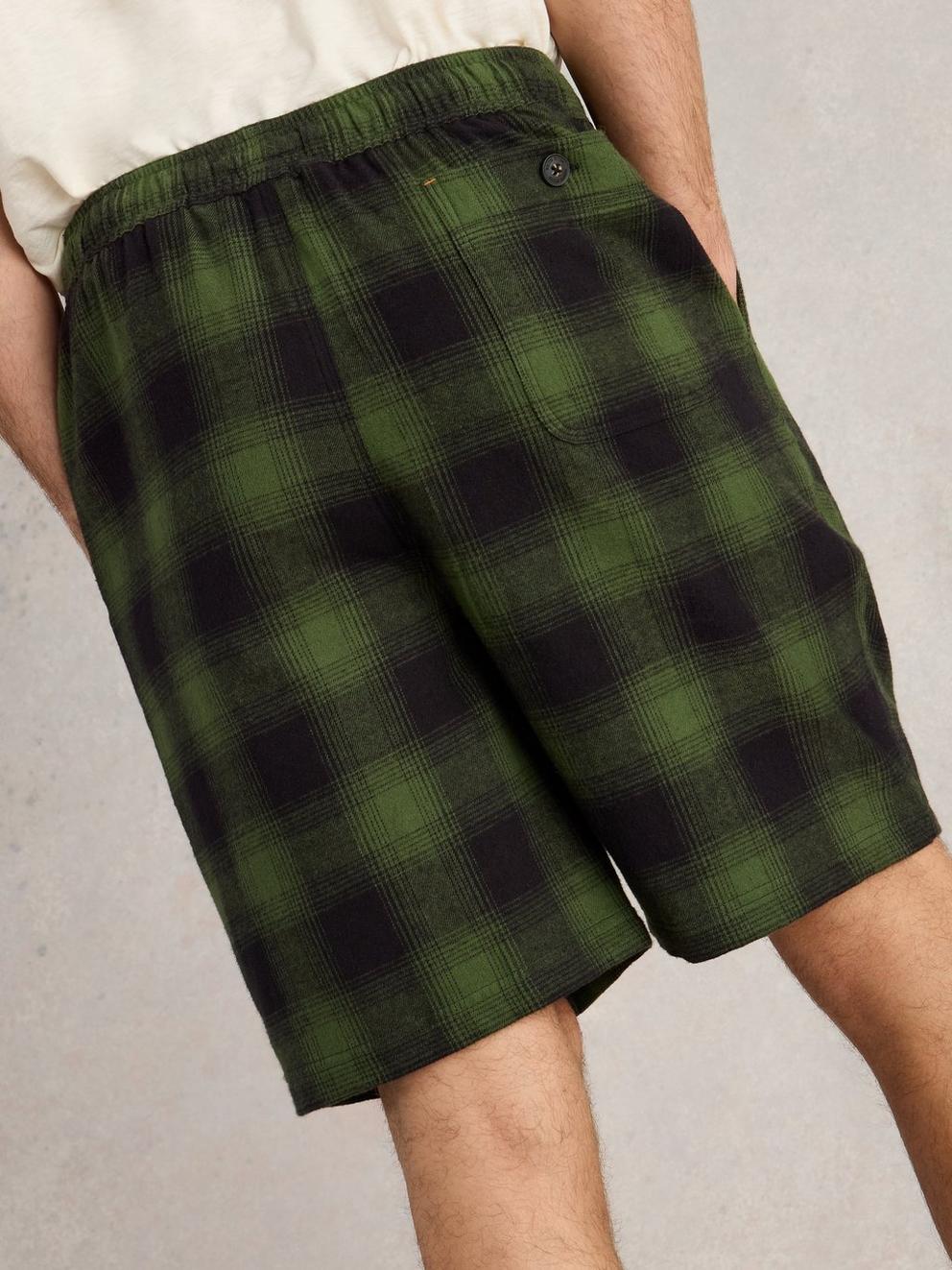 Moorland Flannel PJ Short in GREEN MLT - MODEL BACK