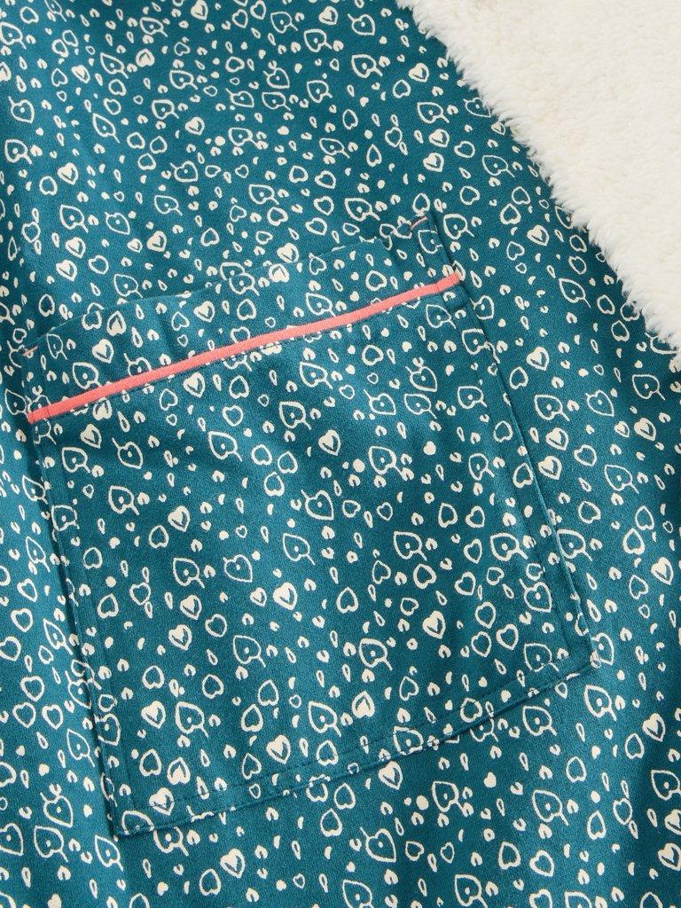 Ava Lined Dressing Gown in TEAL PR - FLAT DETAIL