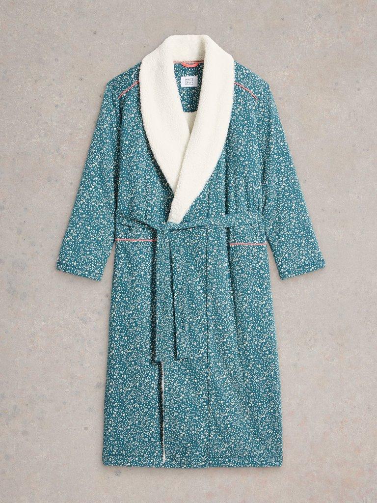 Ava Lined Dressing Gown in TEAL PR - FLAT FRONT