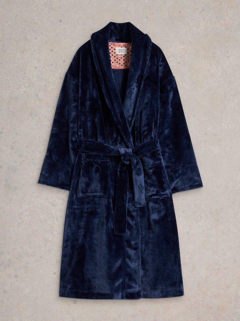 Clover Cosy Dressing Gown in DARK NAVY - FLAT FRONT