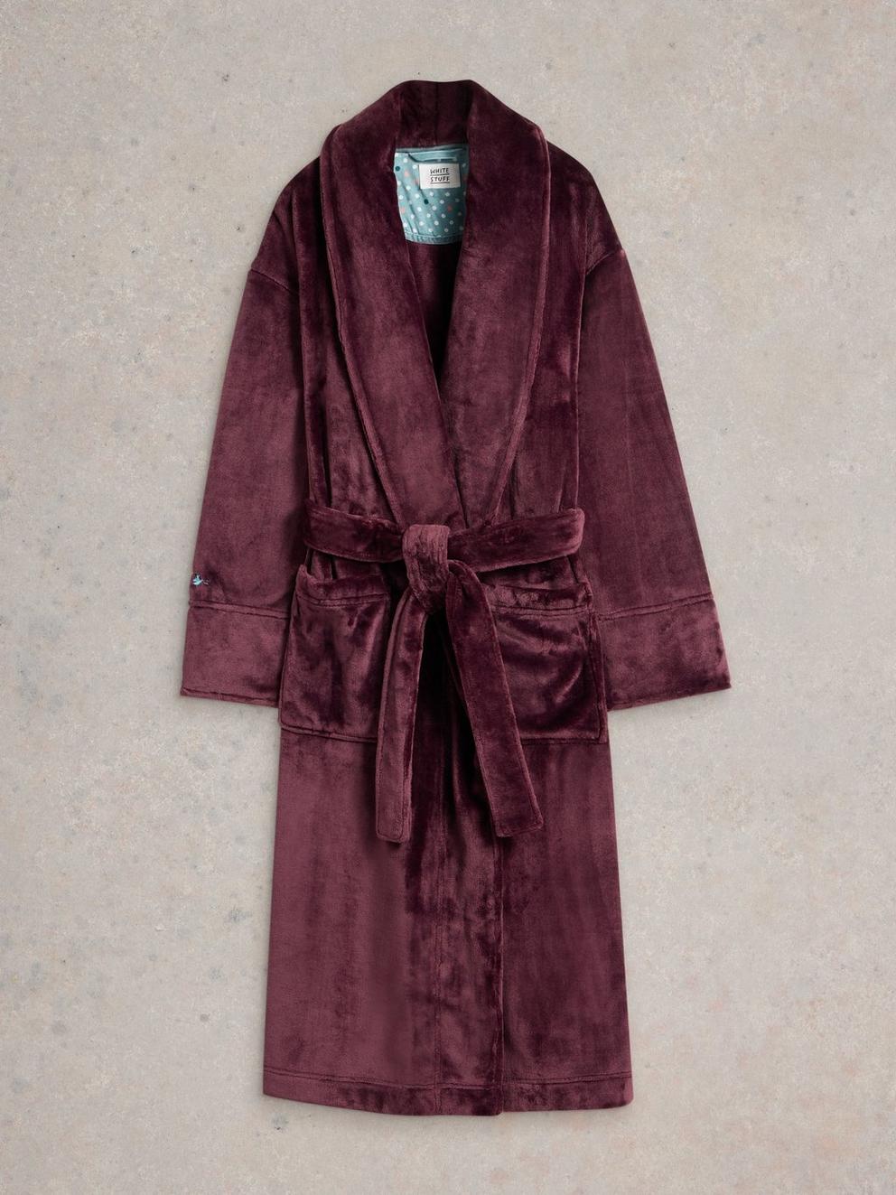 Clover Cosy Dressing Gown in DK PURPLE - FLAT FRONT