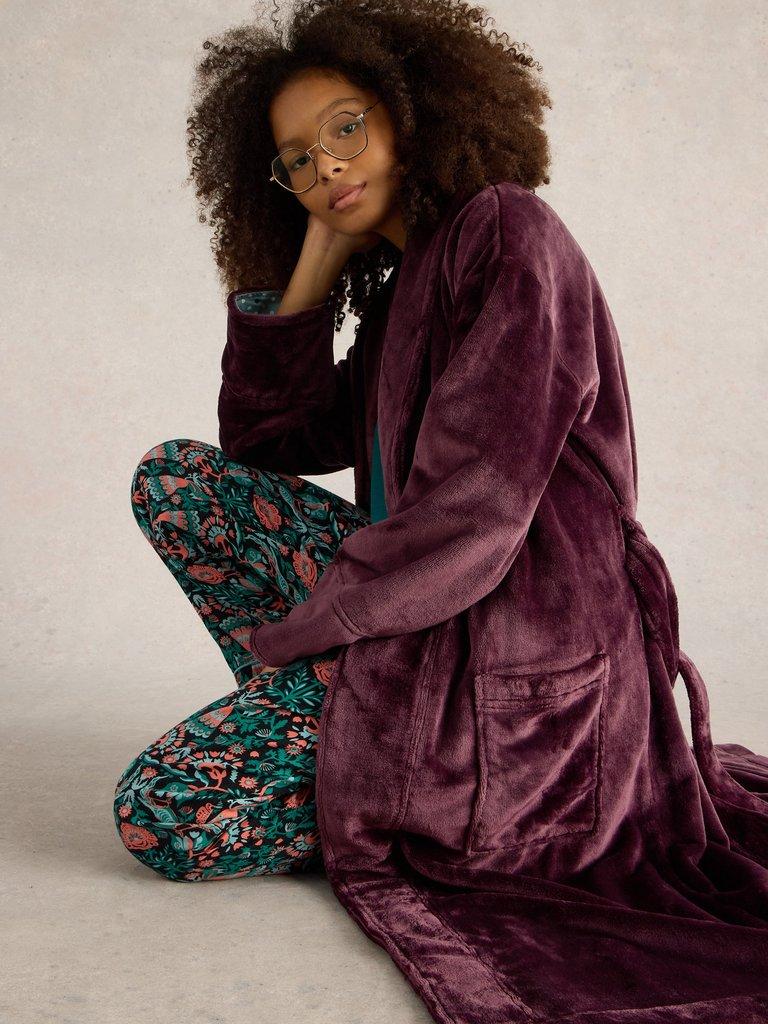 Clover Cosy Dressing Gown in DARK PURPLE White Stuff