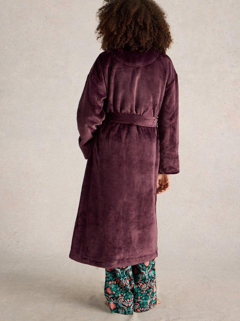 Clover Cosy Dressing Gown in DK PURPLE - MODEL BACK