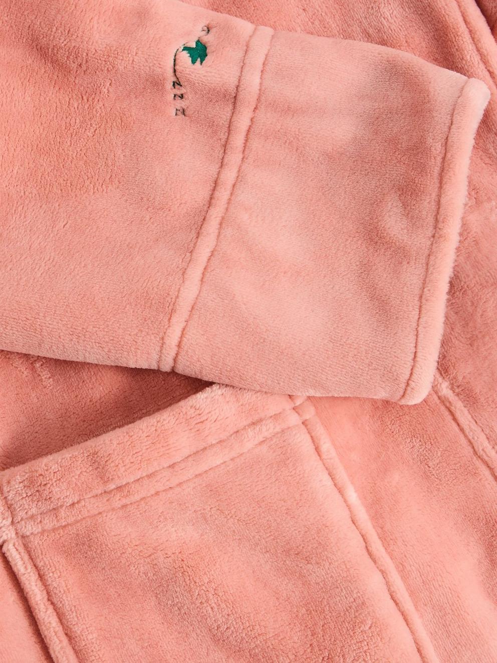 Clover Cosy Dressing Gown in MID PINK - FLAT DETAIL