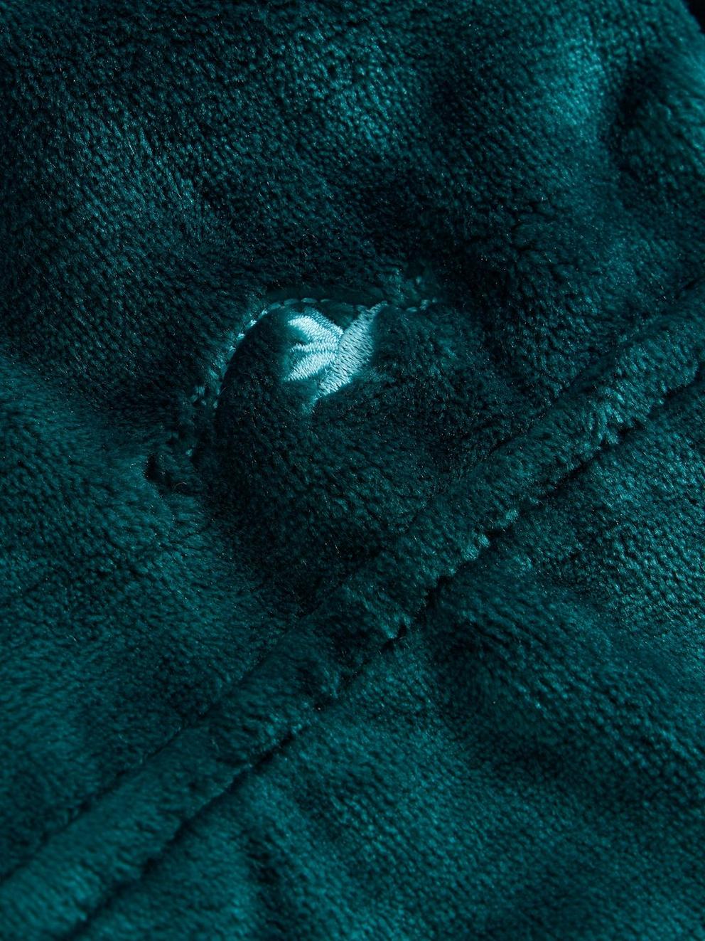 Clover Cosy Dressing Gown in MID TEAL - FLAT DETAIL