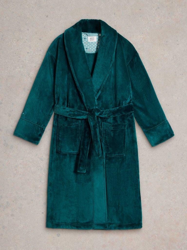 Clover Cosy Dressing Gown in MID TEAL - FLAT FRONT