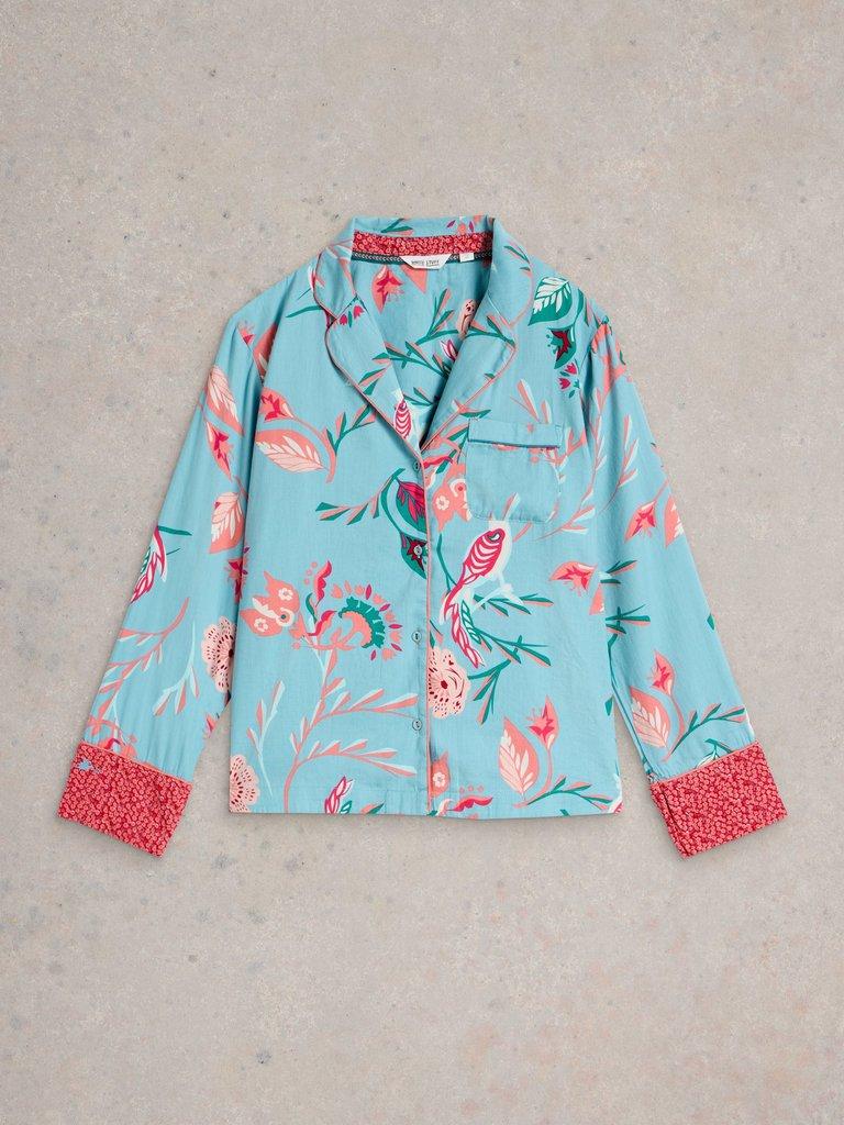 Nina Organic PJ Shirt in BLUE PR - FLAT FRONT