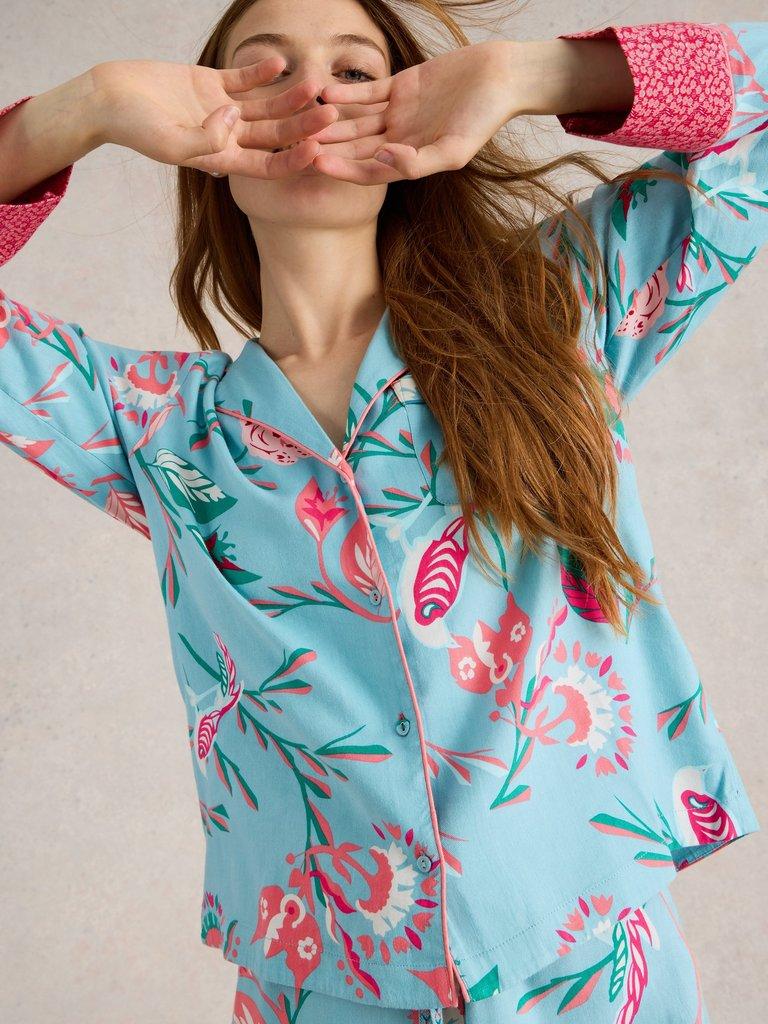 Nina Organic PJ Shirt in BLUE PR - LIFESTYLE