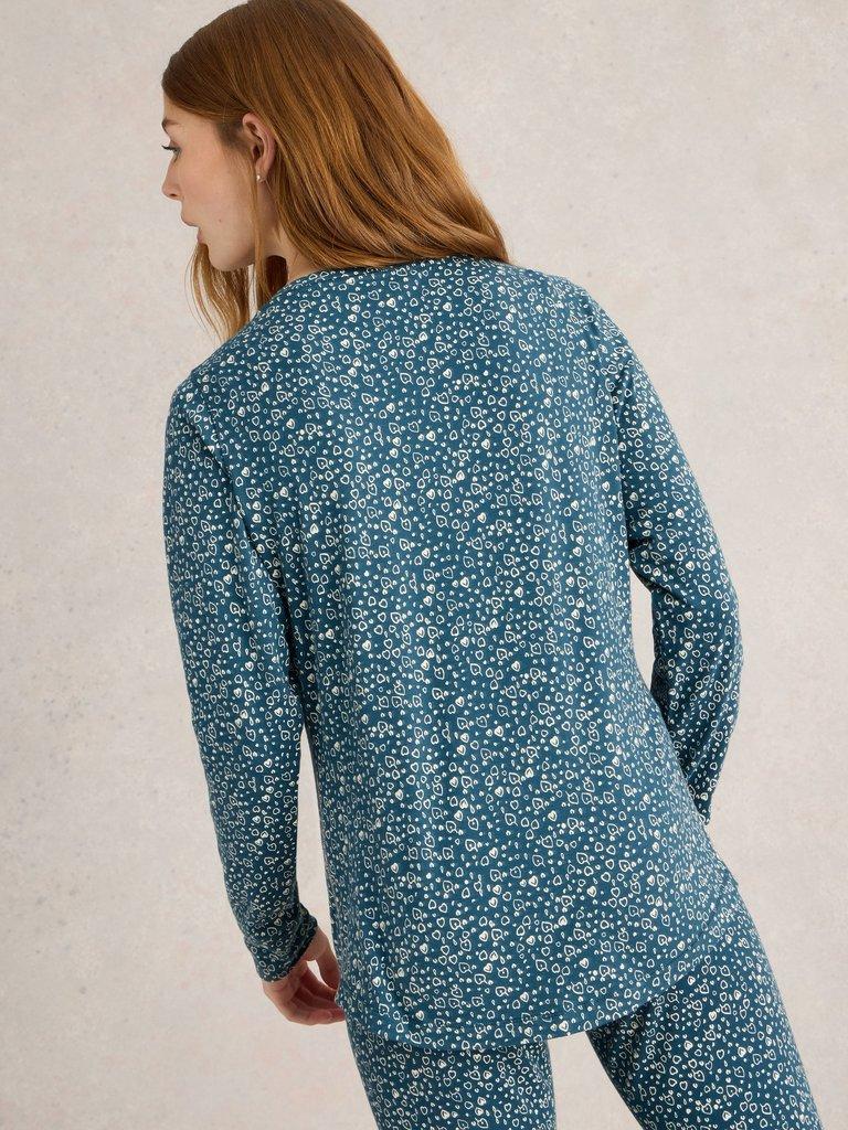 Hailey Henley Jersey Top in TEAL PR - MODEL BACK