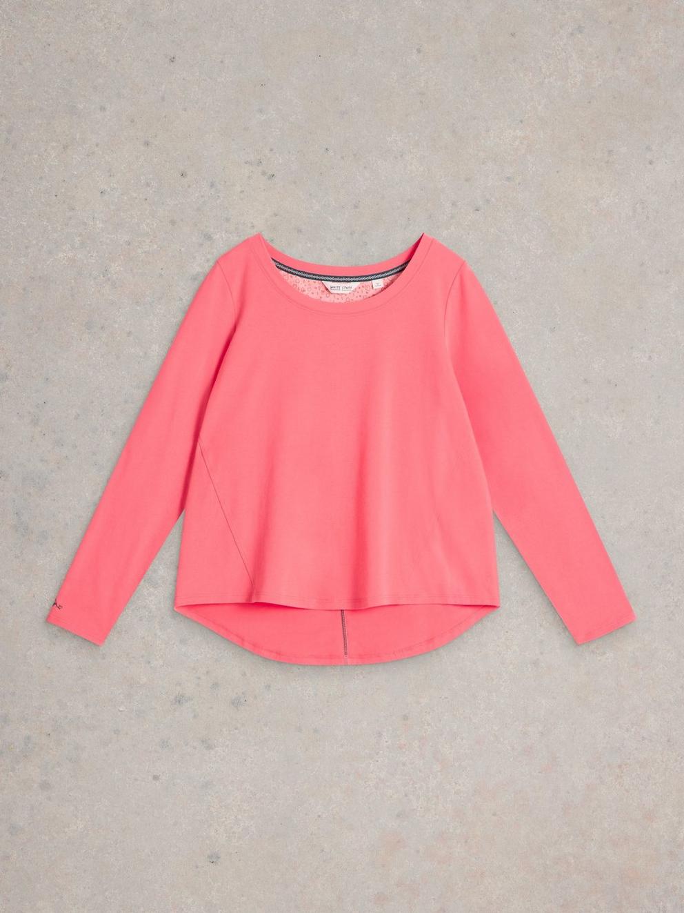 Eva Jersey PJ Top in BRT PINK - FLAT FRONT