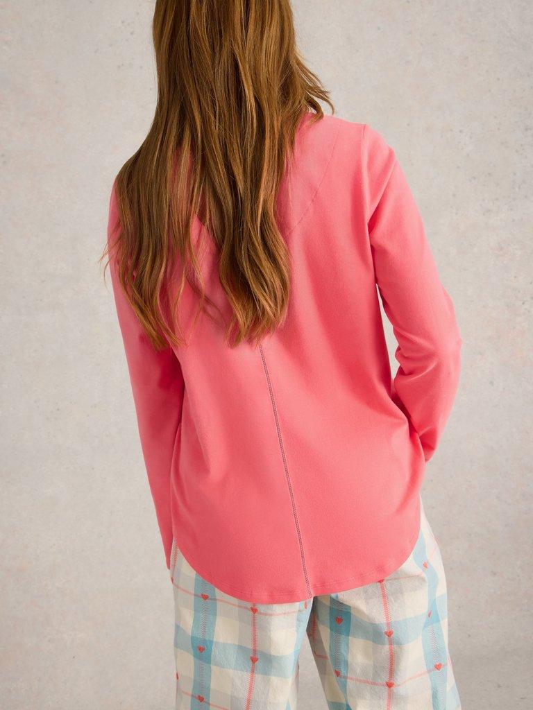 Eva Jersey PJ Top in BRT PINK - MODEL BACK