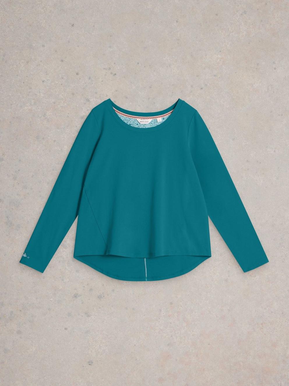 Eva Jersey PJ Top in MID TEAL - FLAT FRONT