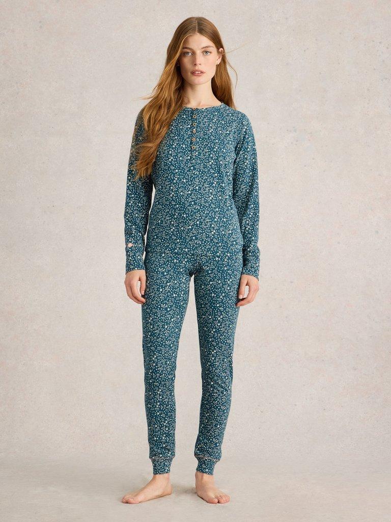 Selena Full Length Jersey Legging in TEAL PR - MODEL FRONT