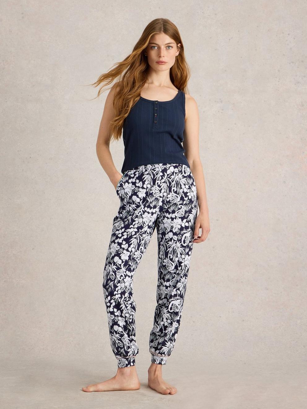 Freya Jersey PJ Jogger in NAVY PR - MODEL FRONT