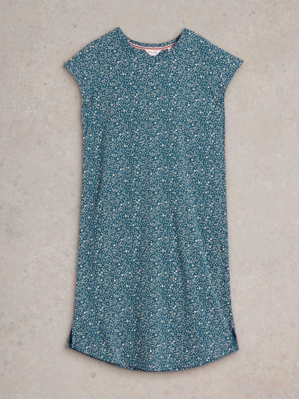 Tilda Midi Jersey Nightie in TEAL PR - FLAT FRONT