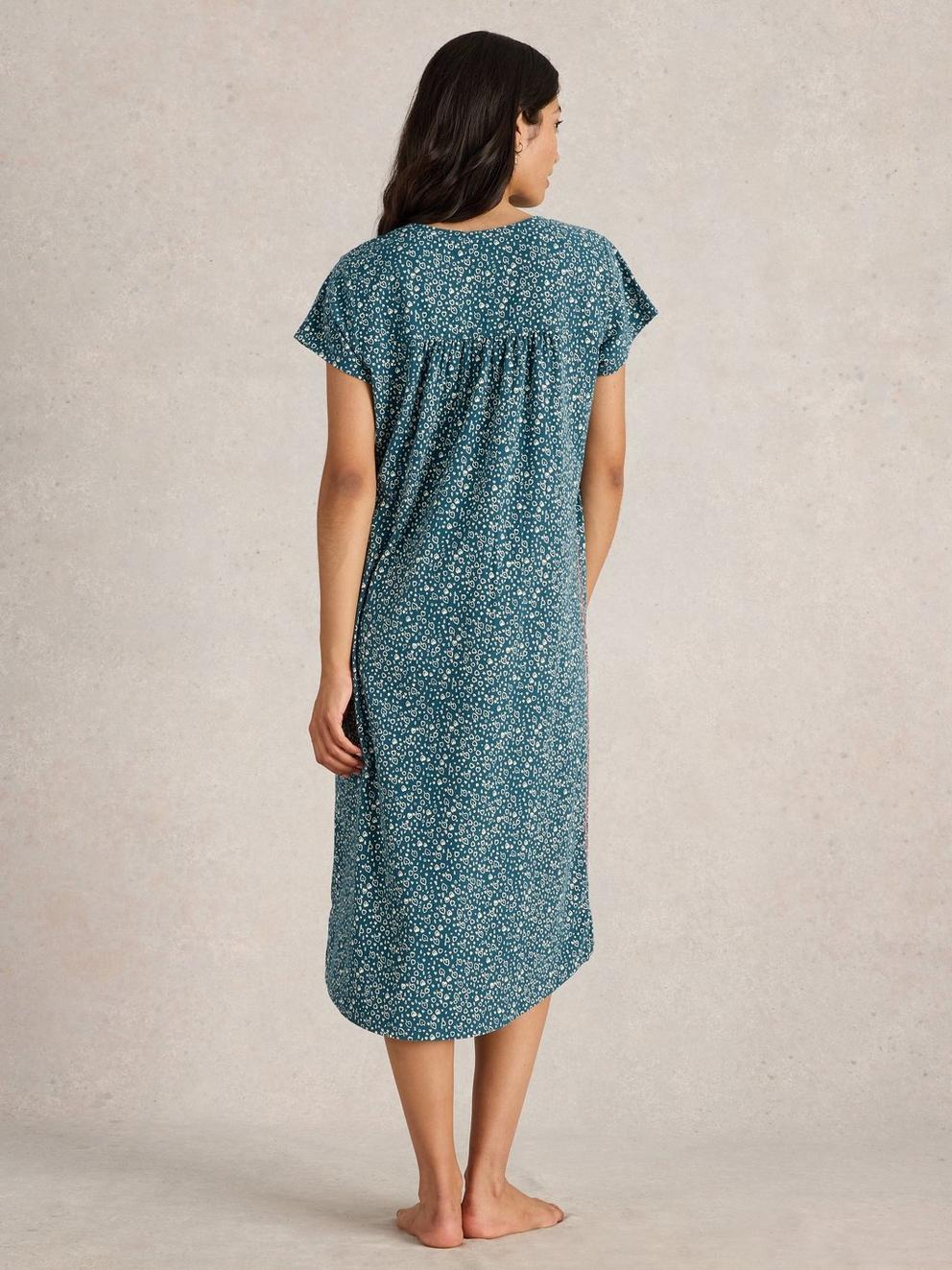 Tilda Midi Jersey Nightie in TEAL PR - MODEL BACK