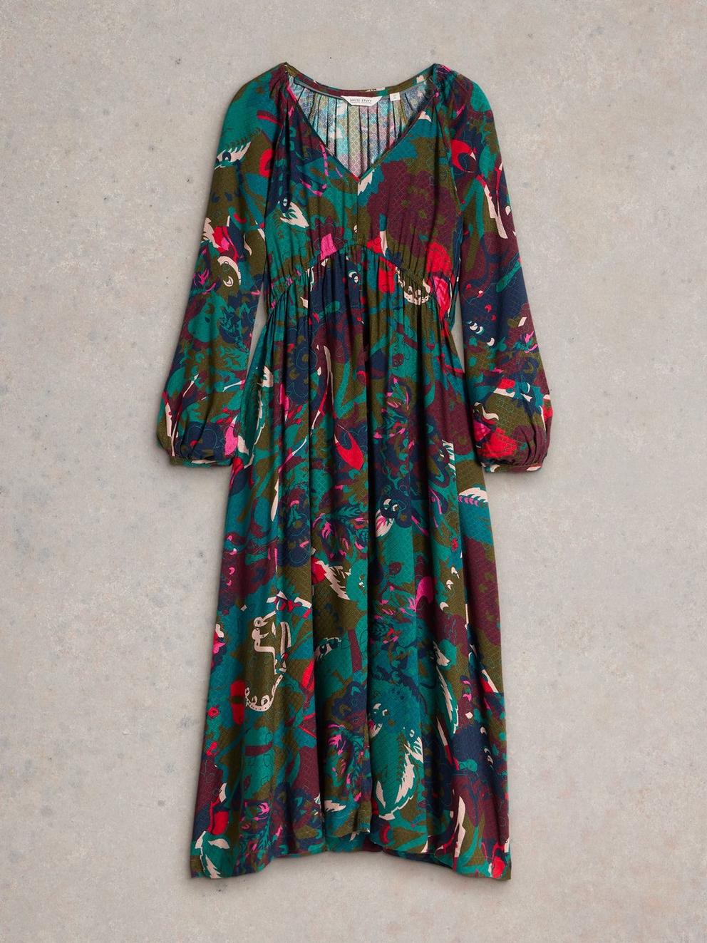 Izzy Midi Dress in GREEN PR - FLAT FRONT