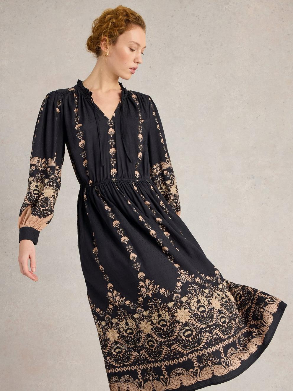 Robyn Embroidered Dress in BLK MLT - LIFESTYLE