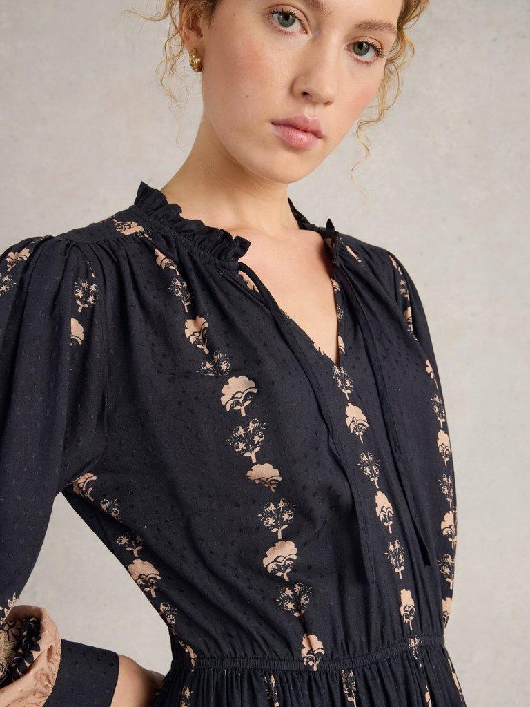 Robyn Embroidered Dress in BLK MLT - MODEL DETAIL