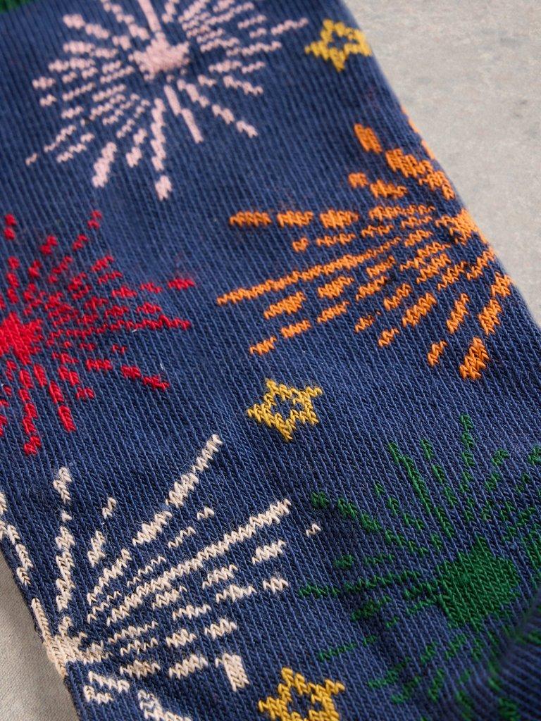 Celebration Sock in a Cracker in NAVY MULTI - FLAT DETAIL