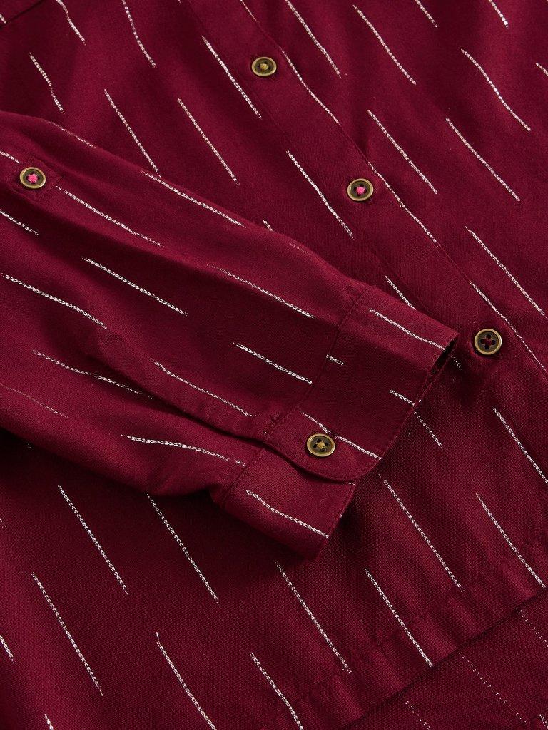 Sophie Metallic Shirt in PLUM MLT - FLAT DETAIL