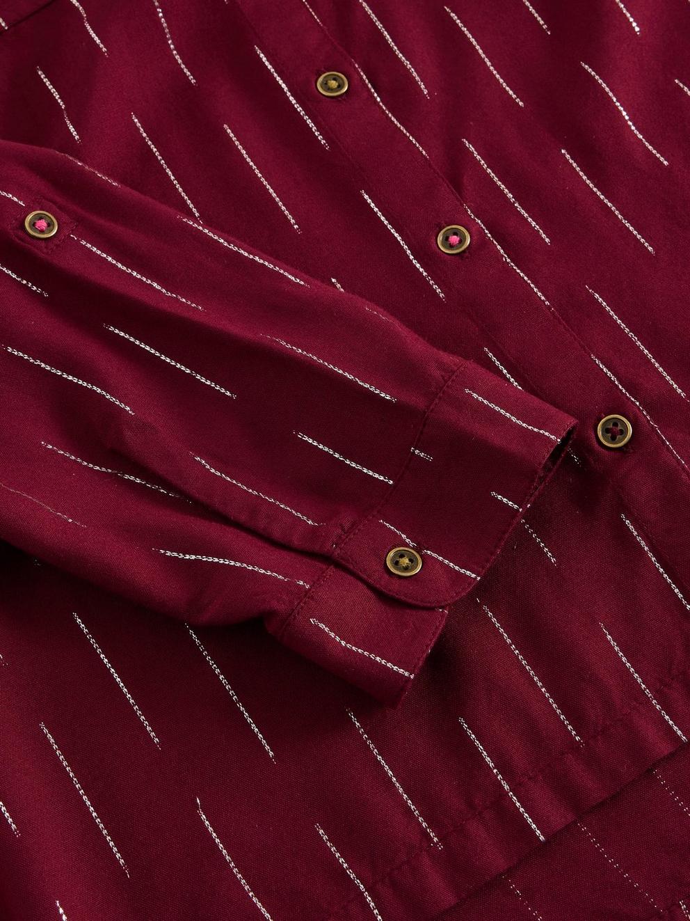 Sophie Metallic Shirt in PLUM MLT - FLAT DETAIL