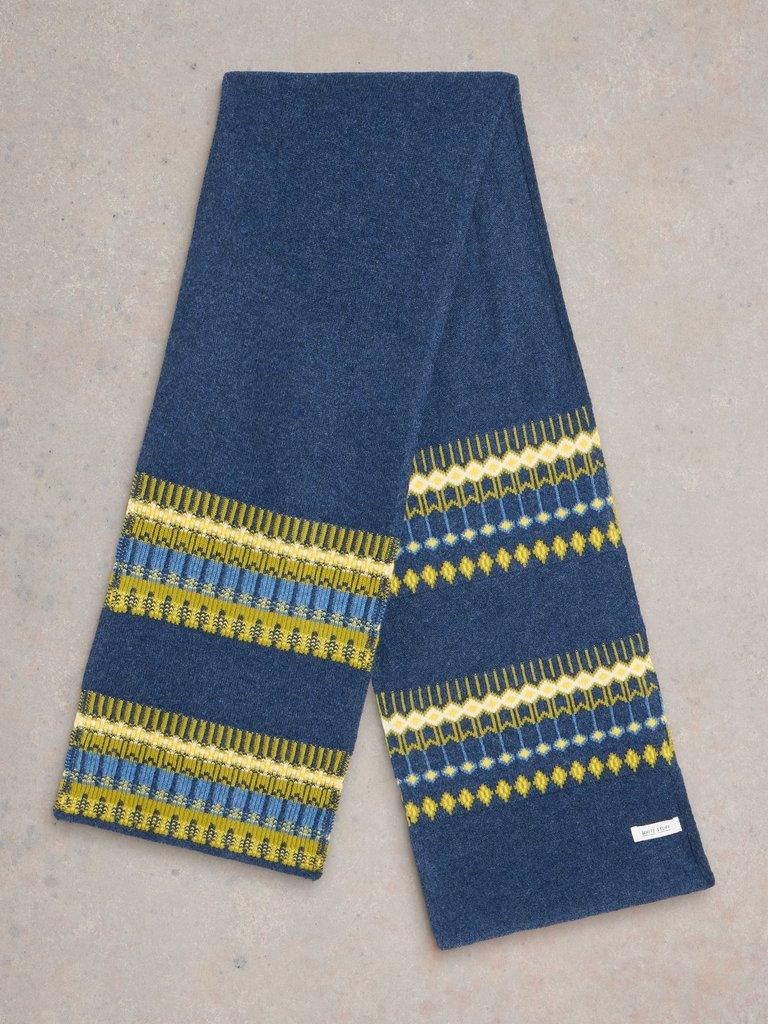 Rowan Fairisle Scarf in NAVY MULTI - FLAT BACK