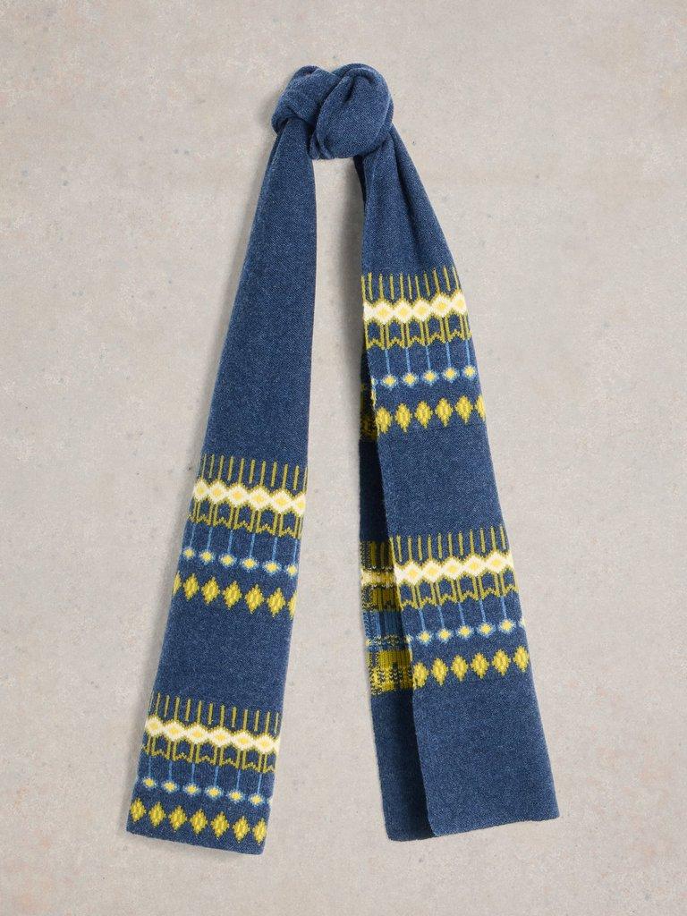 Rowan Fairisle Scarf in NAVY MULTI - FLAT FRONT