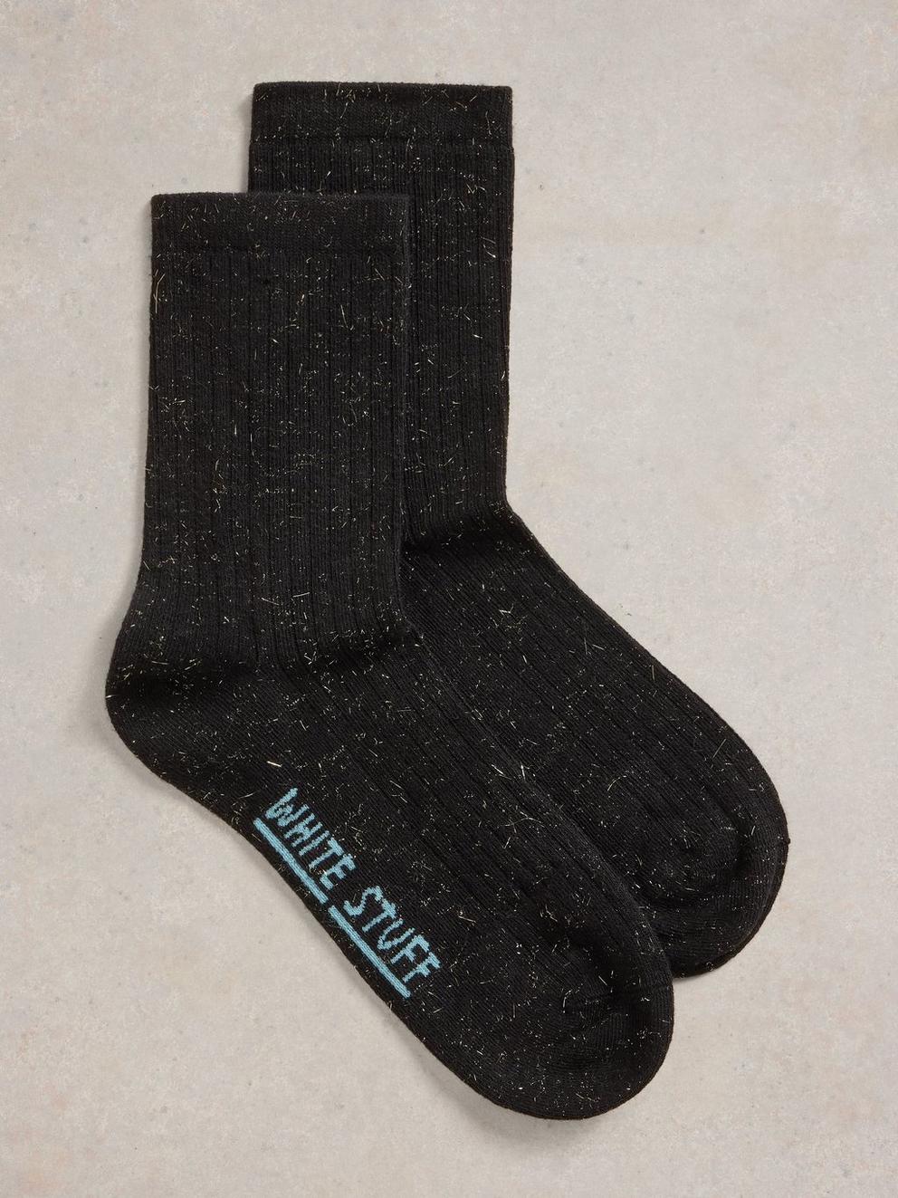 Sparkle Ankle Socks in BLK MLT - FLAT FRONT