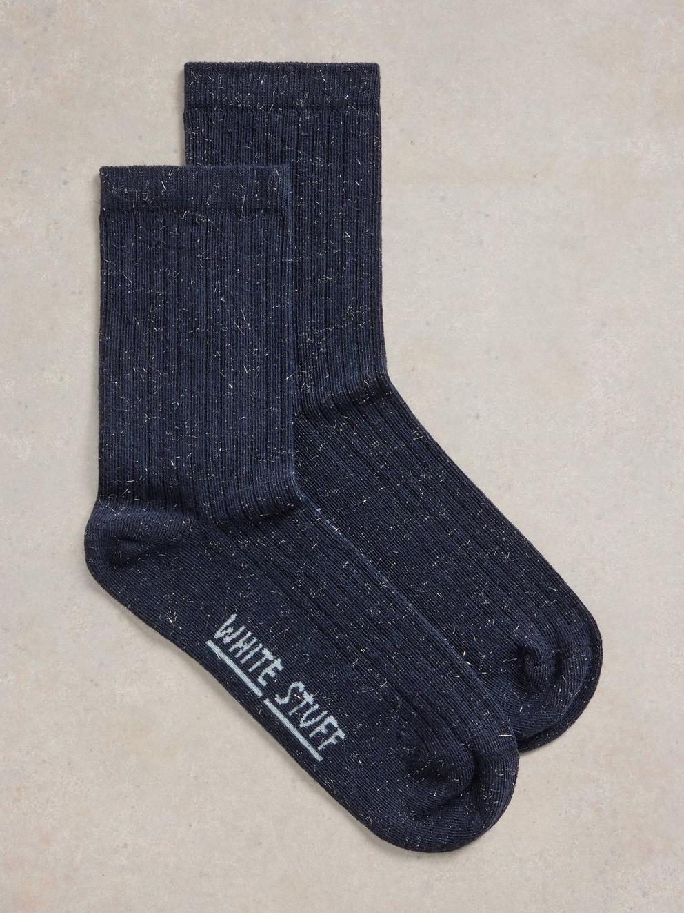 Sparkle Ankle Socks in NAVY MULTI - FLAT FRONT