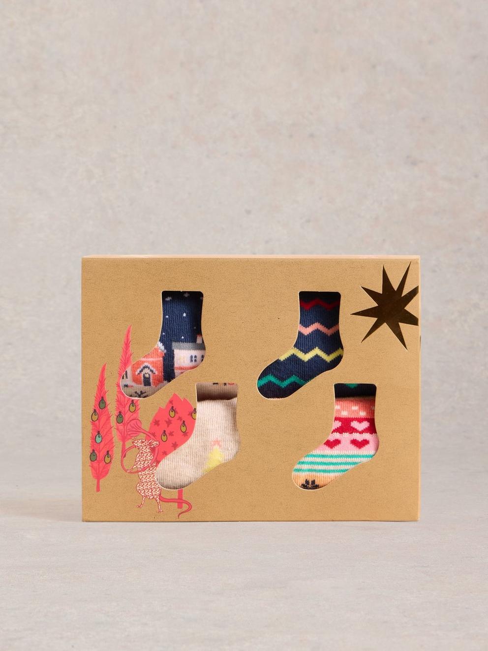Christmas Ankle Socks 4 Pack in NAVY MULTI - LIFESTYLE