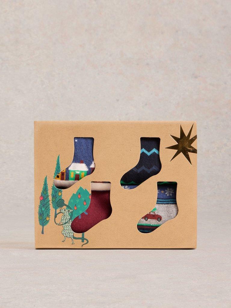 4 Pack Christmas Ankle Socks in NAVY MULTI - LIFESTYLE