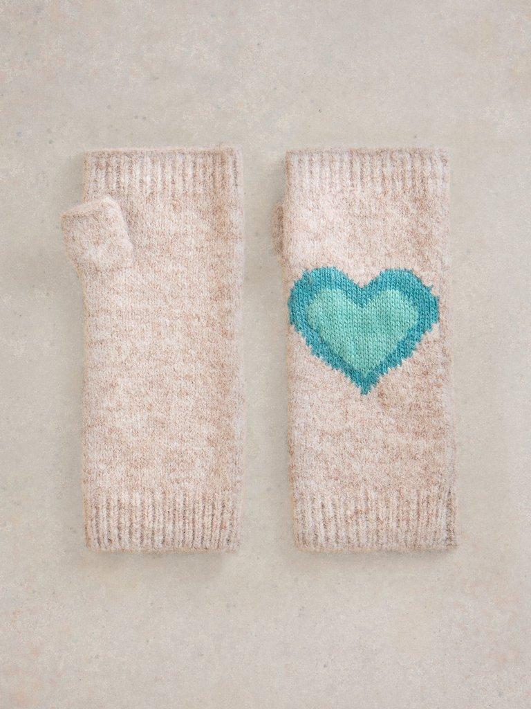 Heart Fingerless Glove in NAT MLT - FLAT BACK