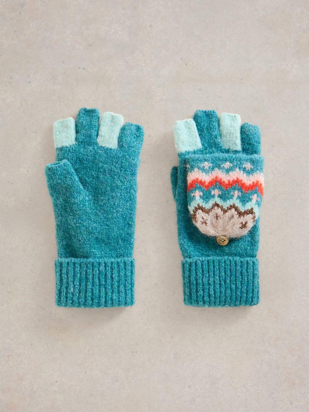 Zig Zag Flip Mitt in TEAL MLT - FLAT BACK