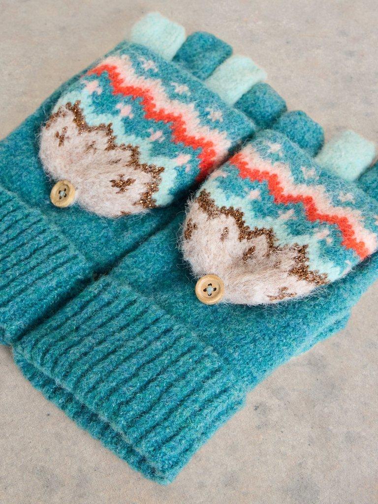 Zig Zag Flip Mitt in TEAL MLT - FLAT DETAIL