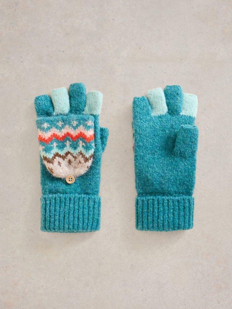 Zig Zag Flip Mitt in TEAL MLT - FLAT FRONT