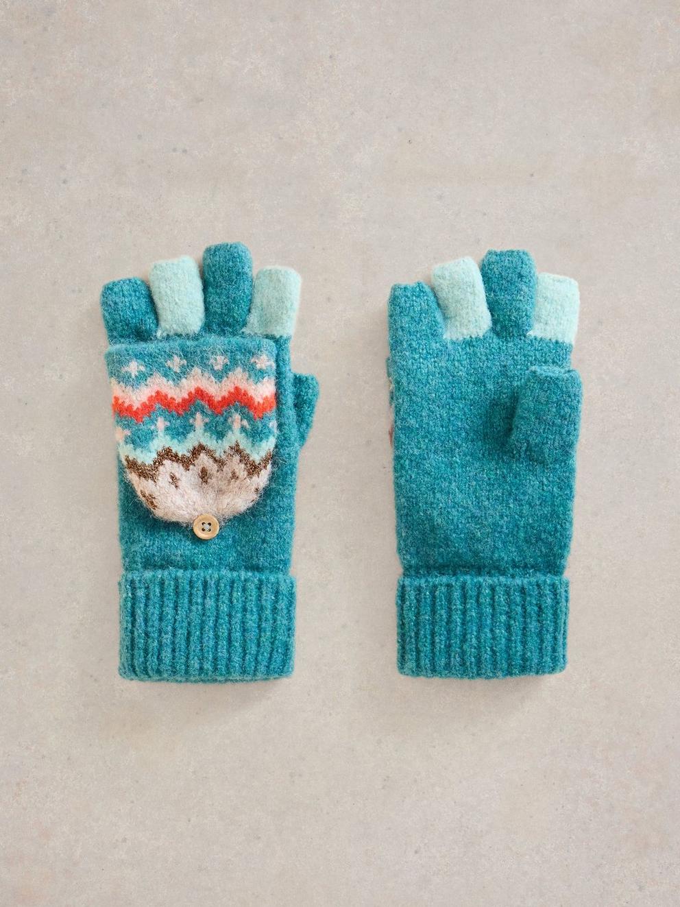 Zig Zag Flip Mitt in TEAL MLT - FLAT FRONT