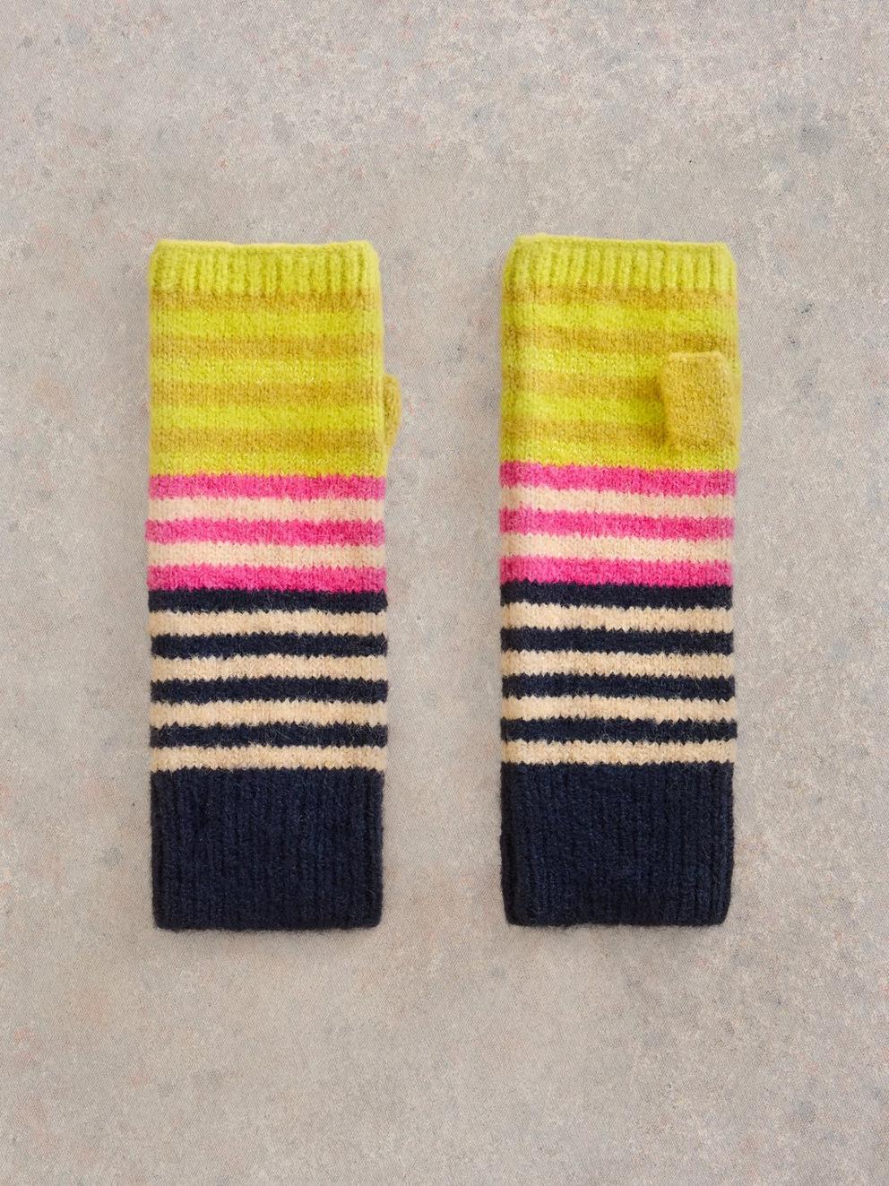 Striped Arm Warmer in YELLOW MLT - FLAT FRONT