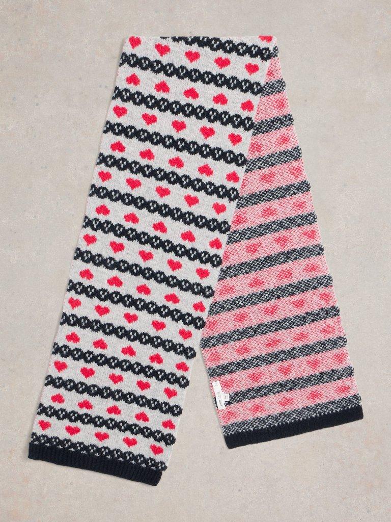 Heart Fairisle Scarf in GREY MLT - FLAT BACK