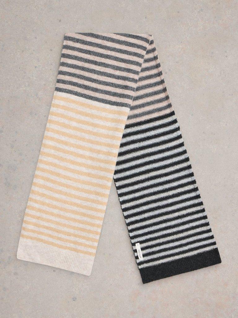 Stripe Knitted Scarf in NAT MLT - FLAT BACK